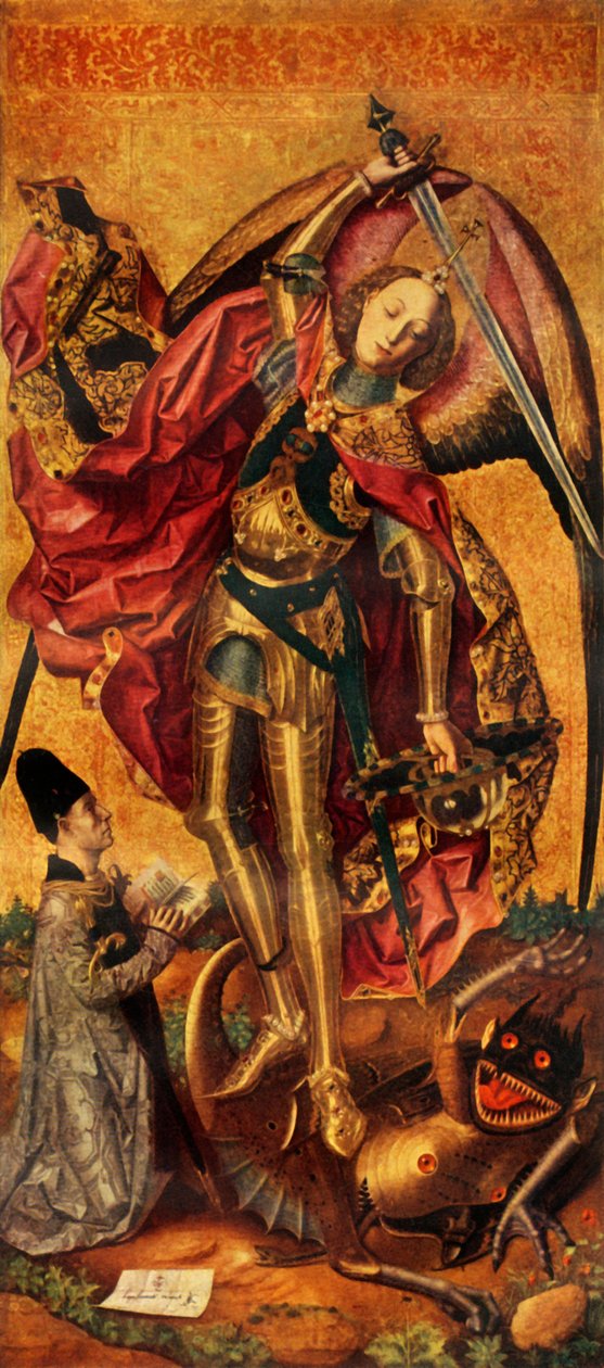 Święty Michał triumfuje nad diabłem, 1468, 1946. autorstwa Bartolomé Bermejo