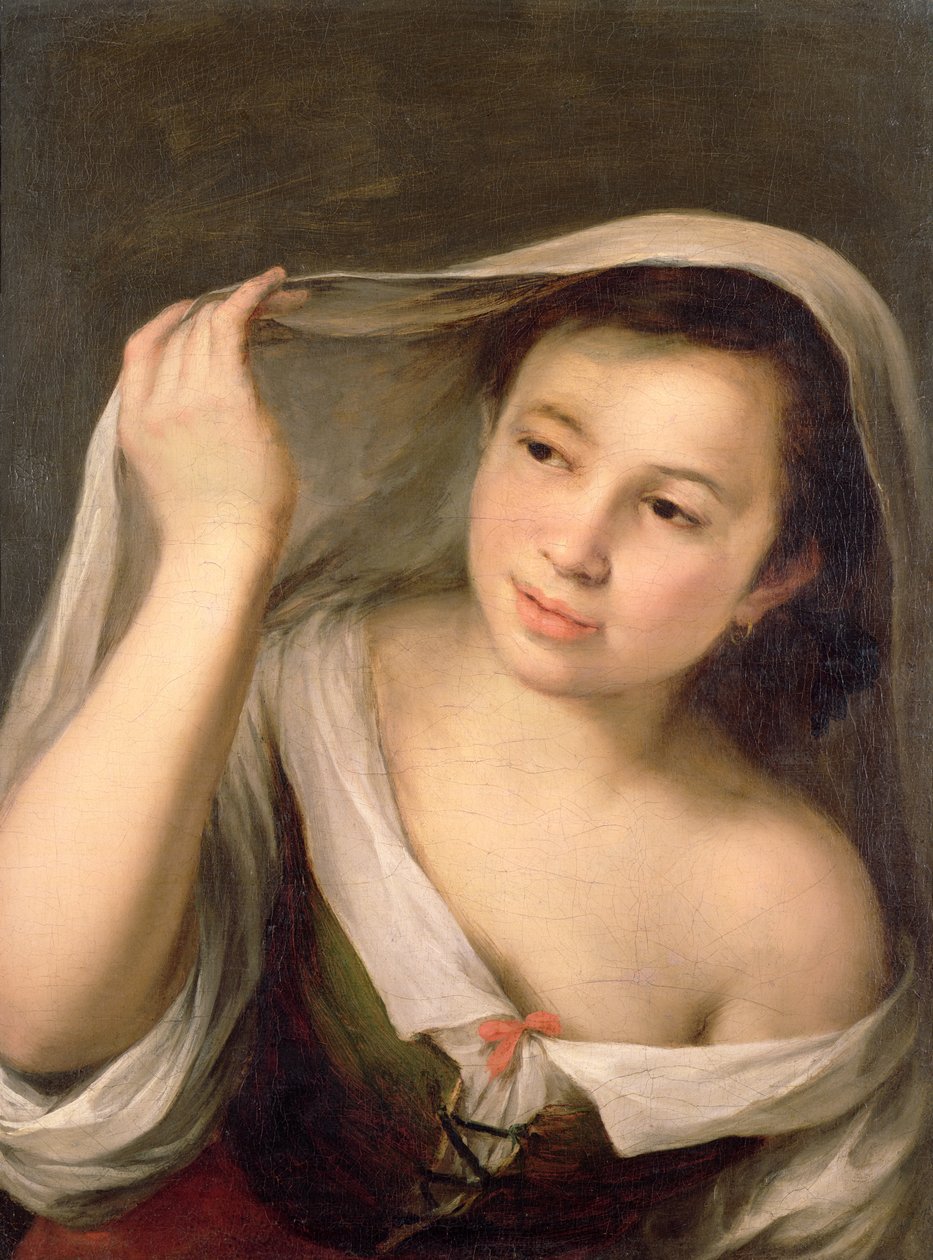 Młoda dziewczyna podnosząca welon autorstwa Bartolomé Esteban Murillo