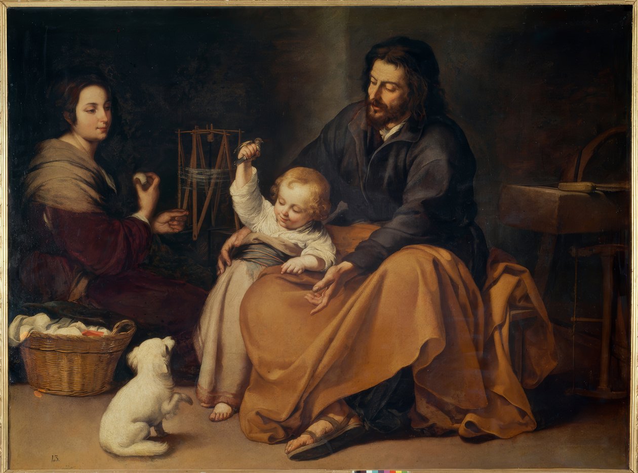 Święta rodzina z ptaszkiem autorstwa Bartolomé Esteban Murillo