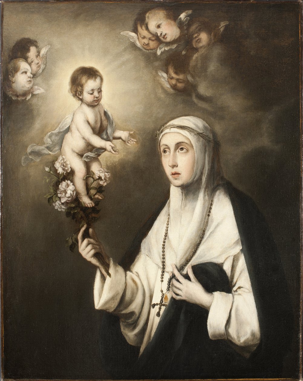 Rose de Lima (Isabel Flores de Oliva) (1586-1617) - Święta Róża z Limy, autorstwa Murillo, Bartolome Esteban, Kopia po . Olej na płótnie. Wymiar : 93x76 cm. Muzeum Narodowe w Sztokholmie autorstwa Bartolomé Esteban Murillo