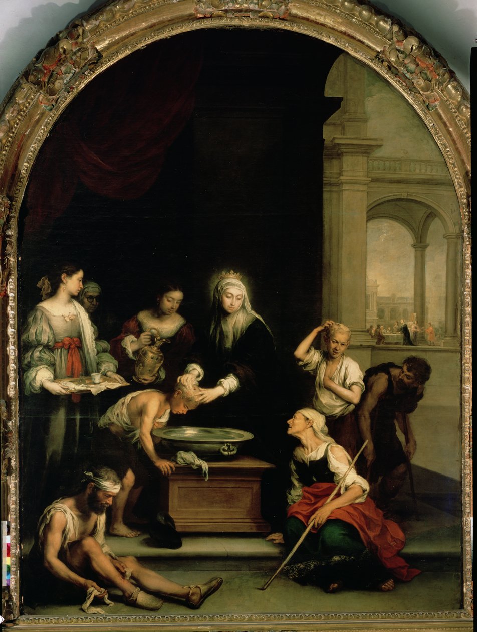 Św. Elżbieta Węgierska opiekująca się chorymi i trędowatymi, ok. 1671–74 autorstwa Bartolomé Esteban Murillo