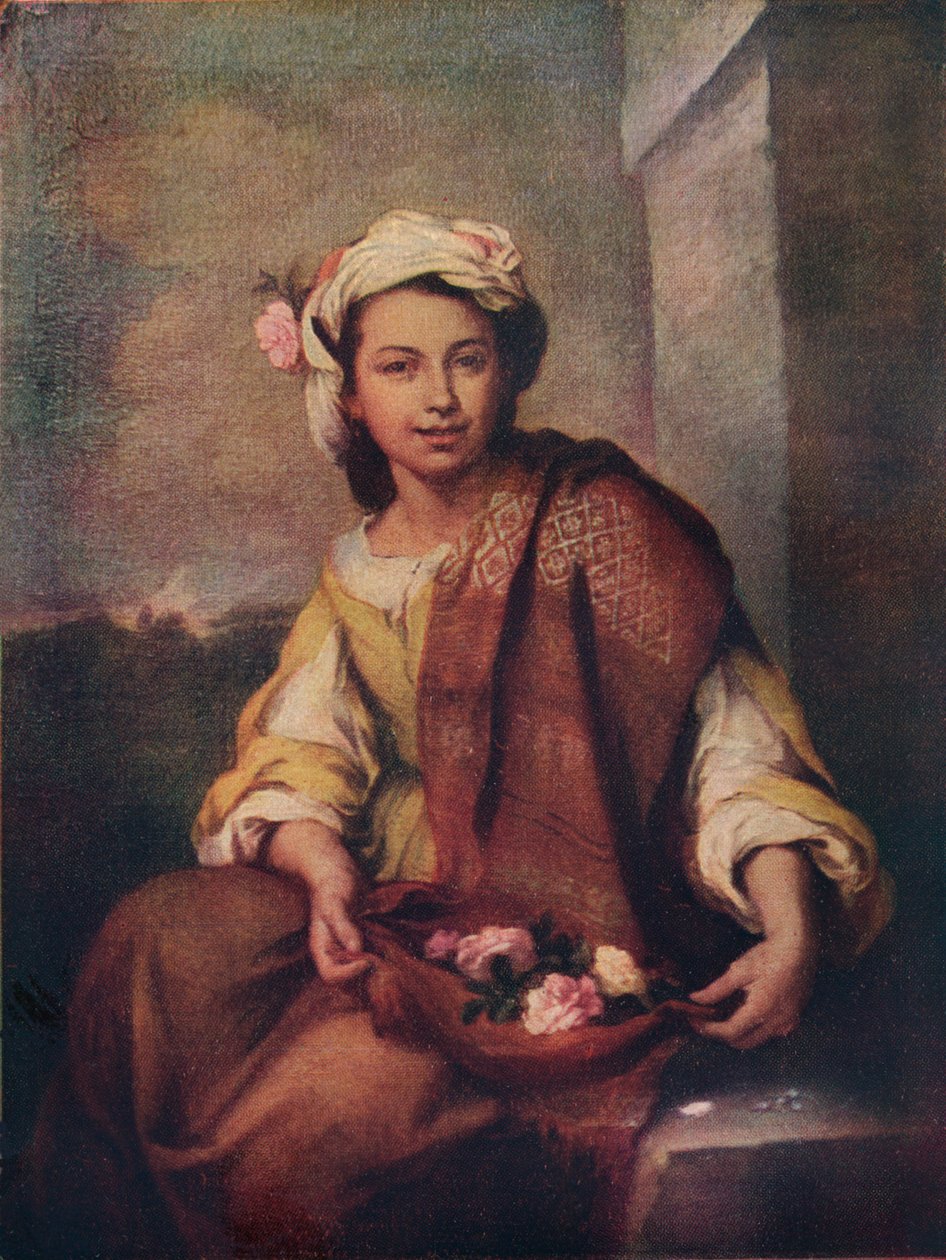 Dziewczyna z kwiatami, 1665-70 autorstwa Bartolomé Esteban Murillo