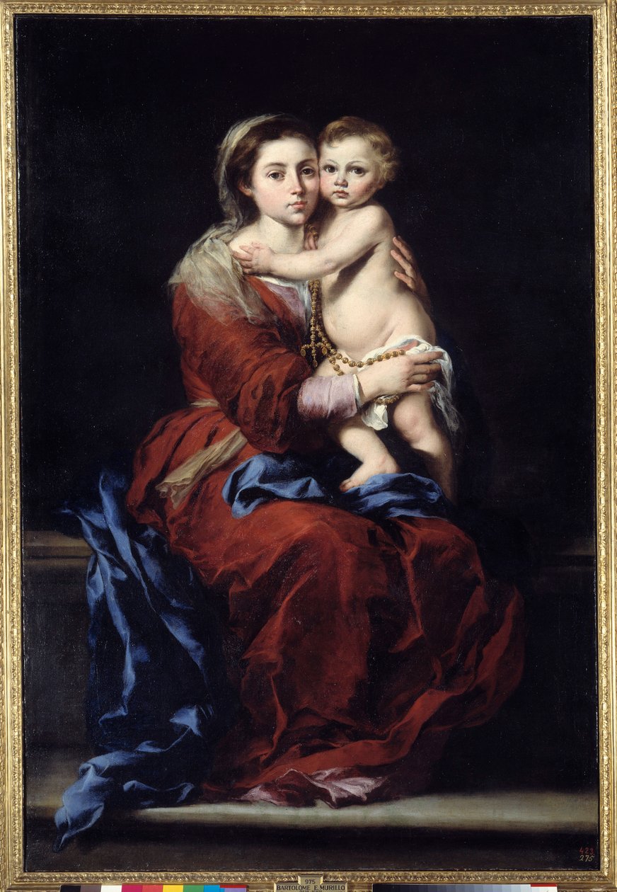 Dziewica różańca. Madonna ma dziecko. Obraz Bartolome
