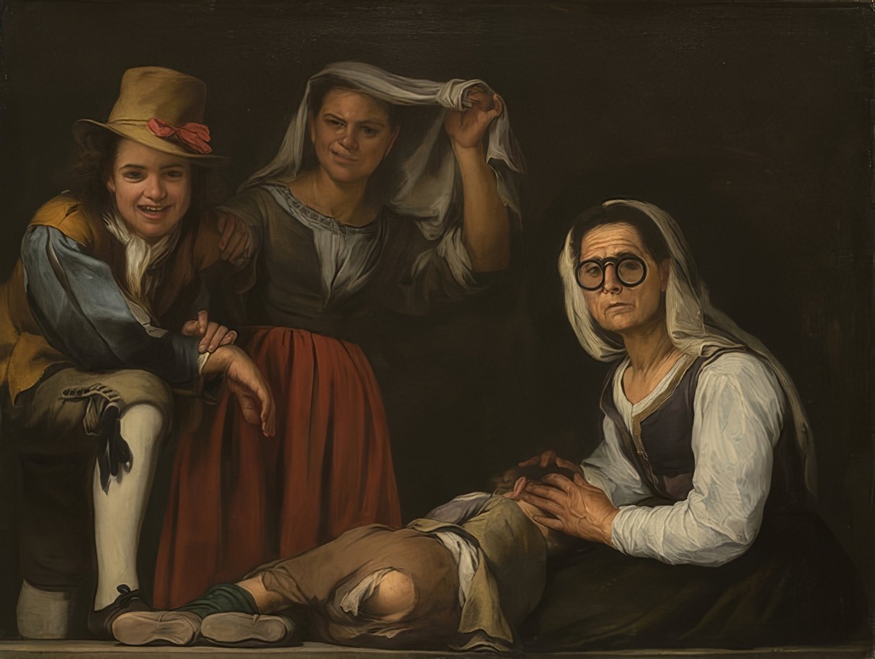 Cztery postacie na schodach. Około 1655-60 autorstwa Bartolomé Esteban Murillo