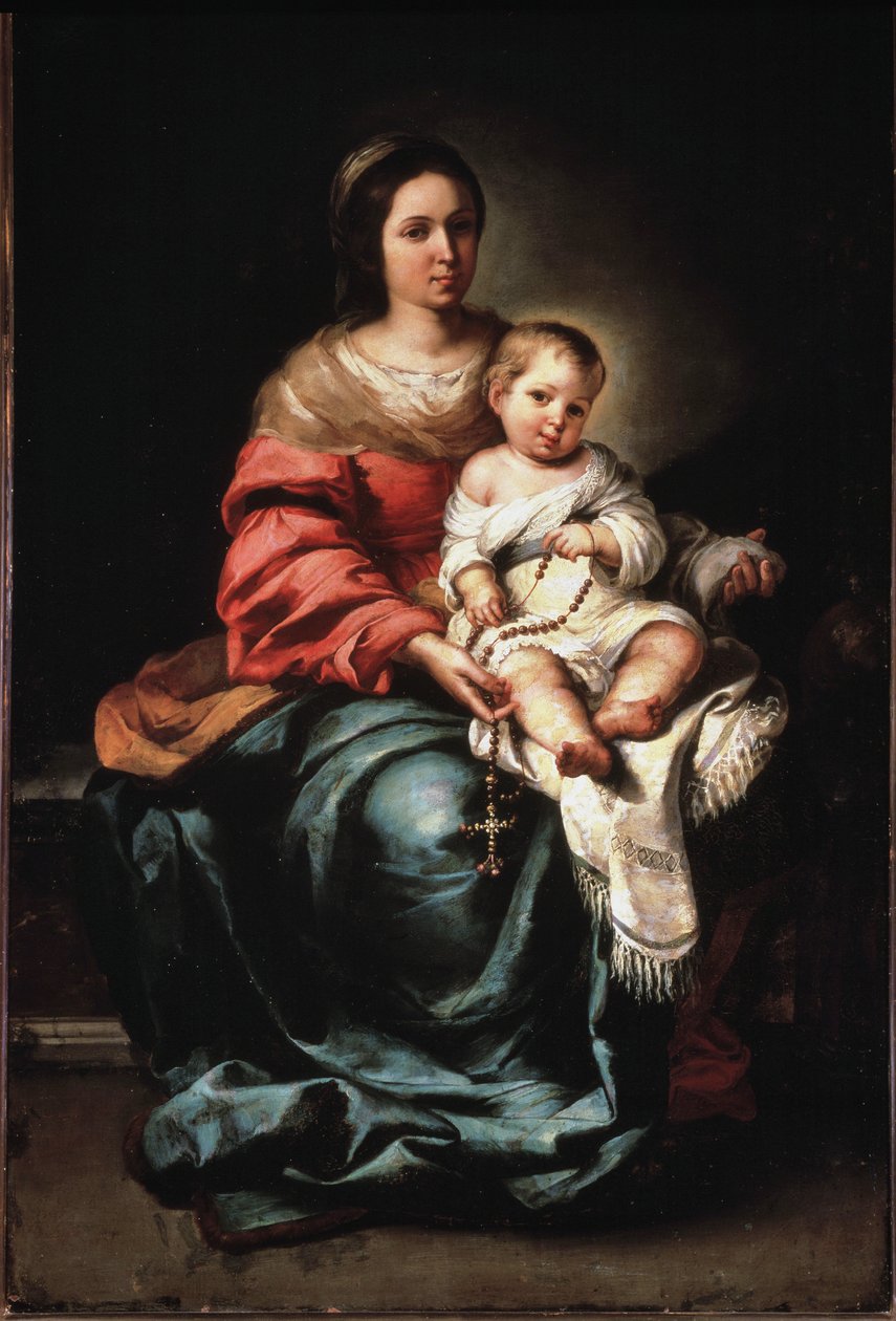 Dziewica Różańcowa - olej na płótnie, ok. 1650 autorstwa Bartolomé Esteban Murillo
