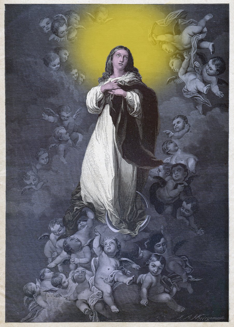 Niepokalane Poczęcie. (grafika, ok. 1900) autorstwa Bartolome Esteban (after) Murillo