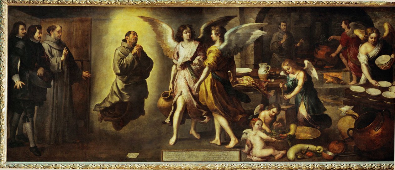 La cuisine des Anges - kuchnia aniołów. Jedna z ... autorstwa Bartolome Esteban (school of) Murillo