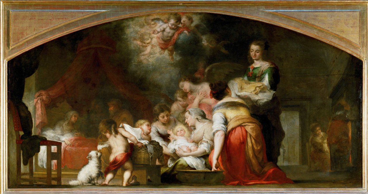 La naissance de la Vierge - Narodziny świętej Marii ... autorstwa Bartolome Esteban (school of) Murillo