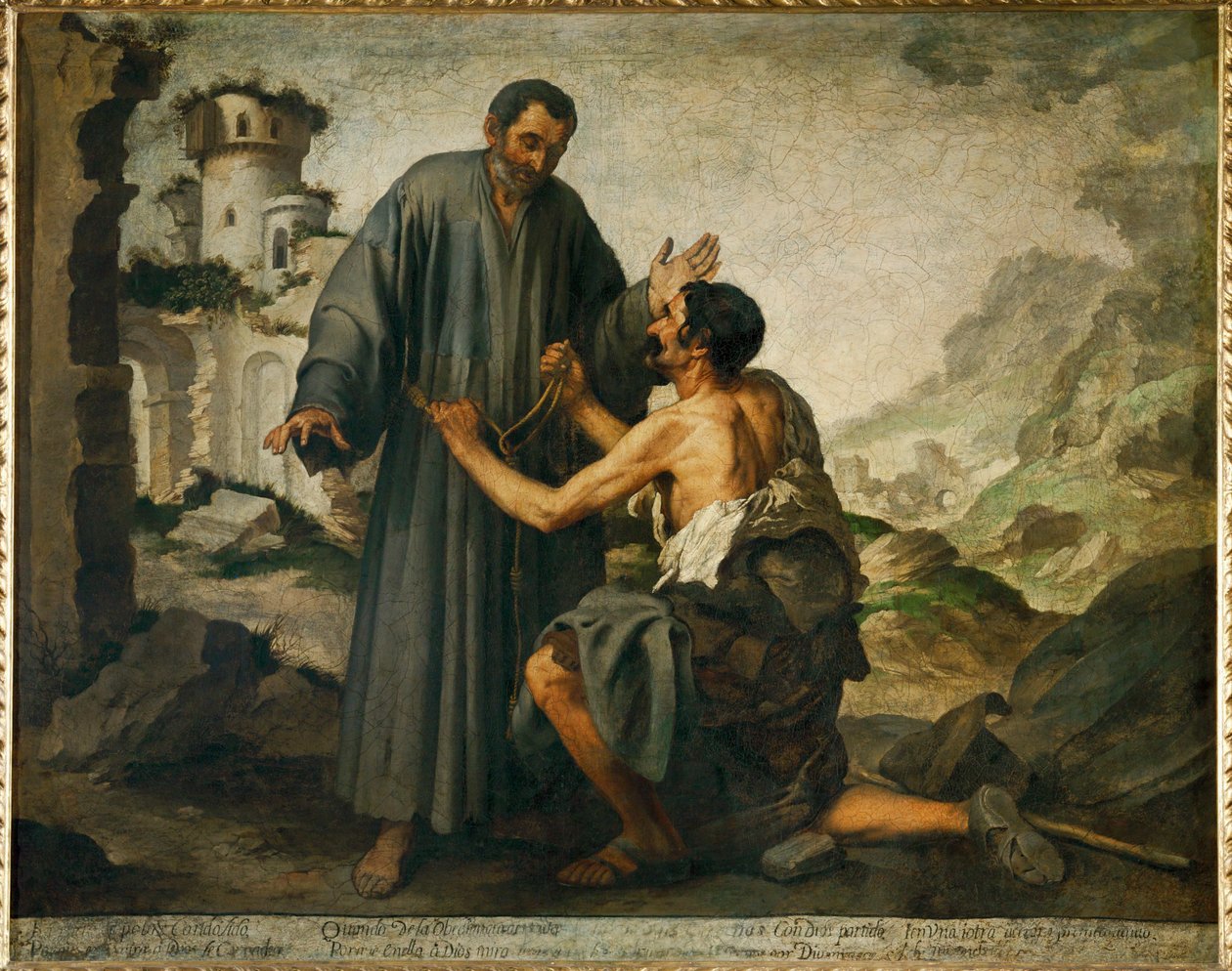 Brat Junipero i biedak - ... autorstwa Bartolome Esteban (school of) Murillo