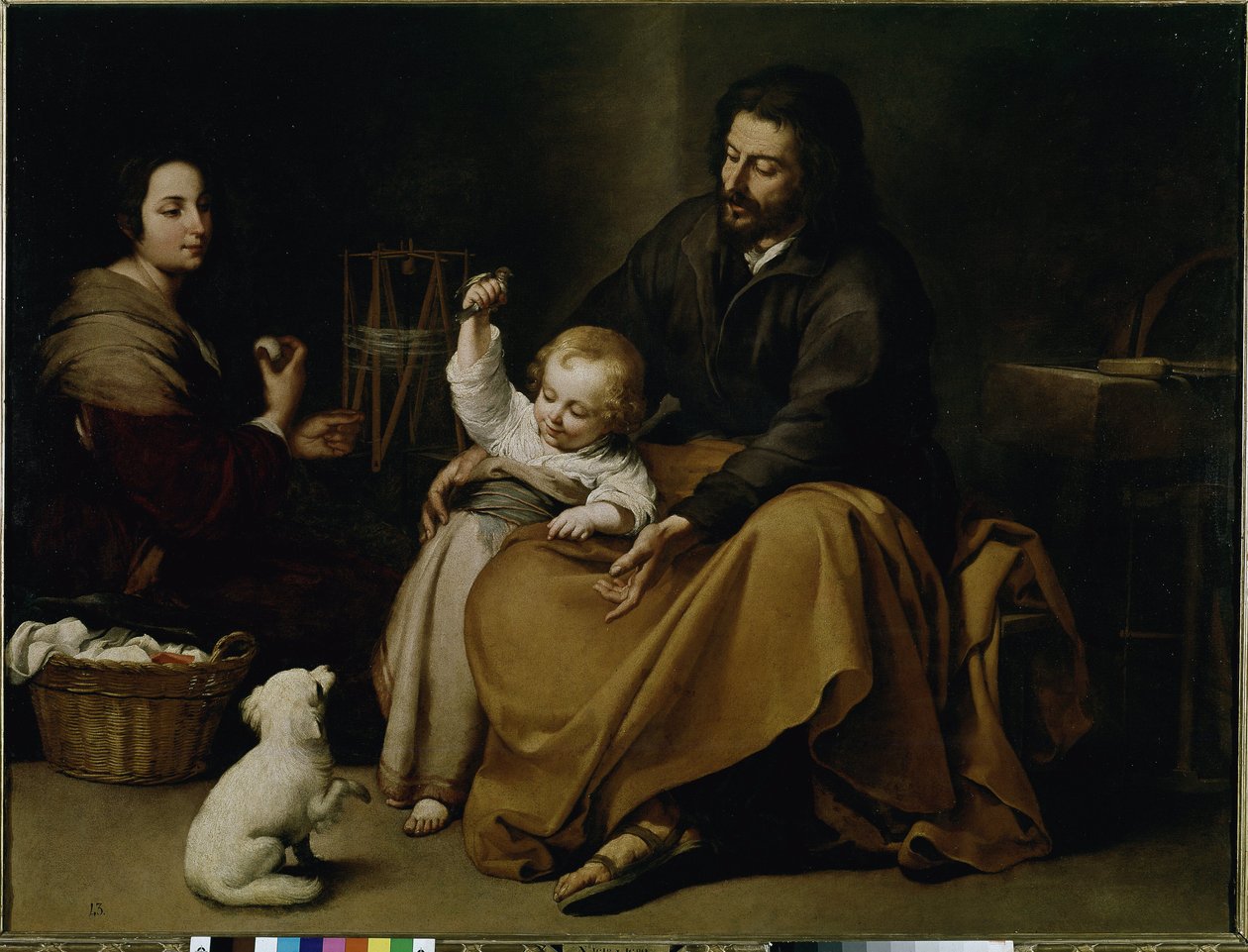 Święta Rodzina Ptaków. (olej na płótnie, ok. 1650) autorstwa Bartolomé Esteban Murillo