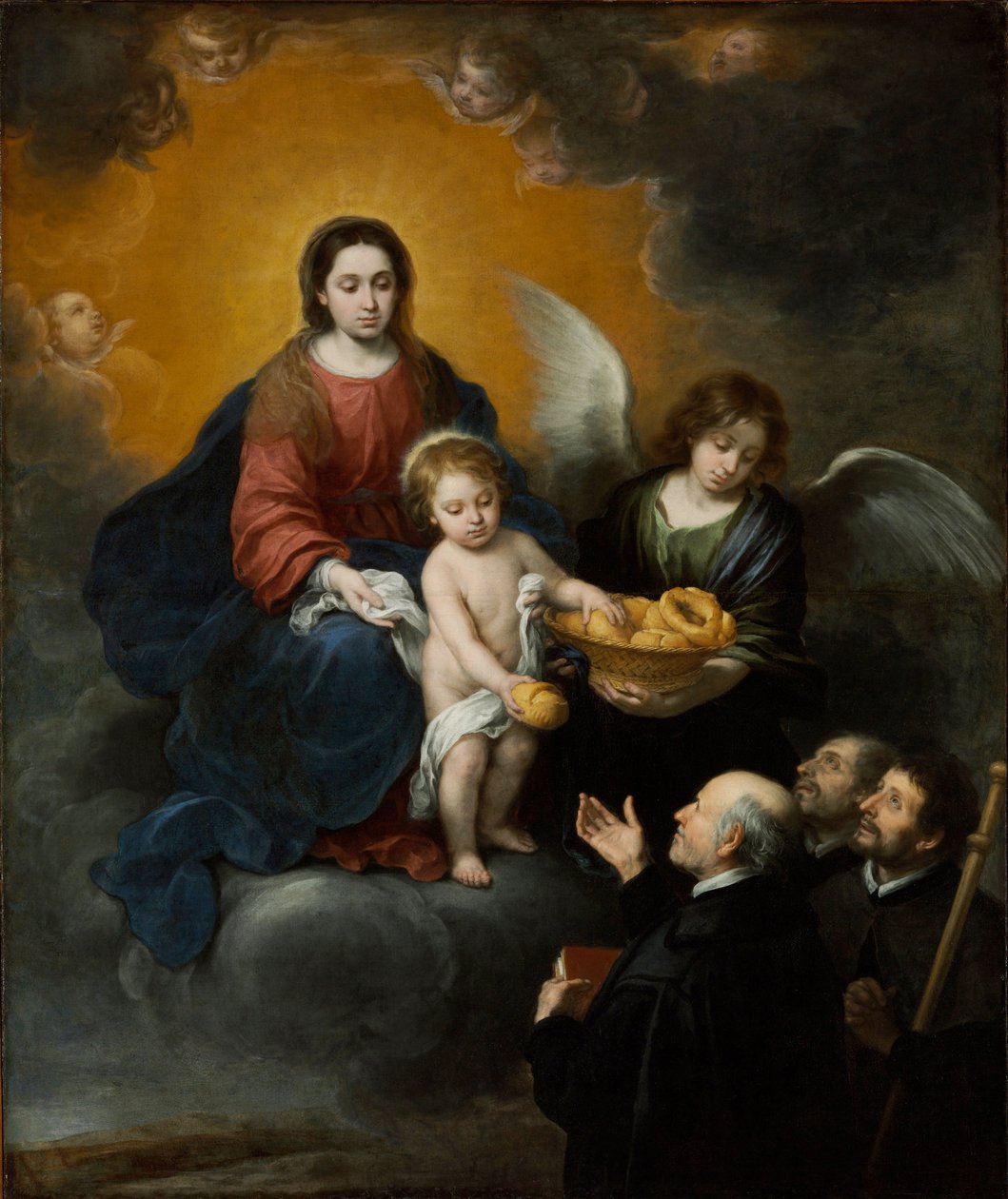Dzieciątko Chrystus rozdające chleb pielgrzymom - obraz Bartolome Esteban Murillo (1617-1682), olej na płótnie (219x182 cm) autorstwa Bartolomé Esteban Murillo