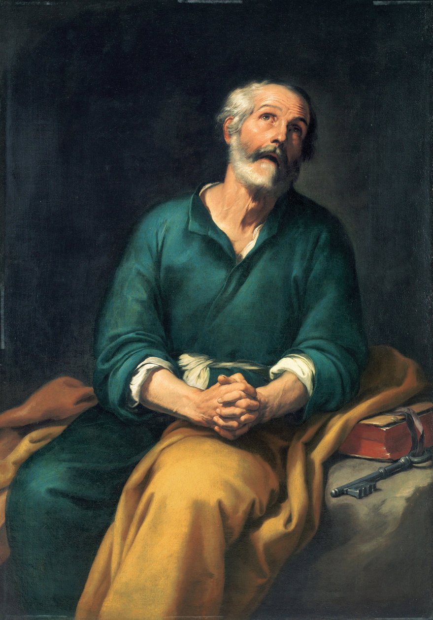 Łzy Świętego Piotra - Obraz Bartolome Esteban Murillo (1617-1682) Święty Piotr we łzach Olej na płótnie 1655 Muzeum Sztuk Pięknych w Bilbao 148x104 autorstwa Bartolomé Esteban Murillo