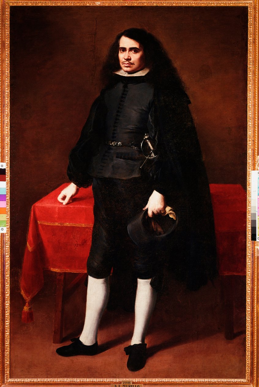 Portret dżentelmena z długimi włosami i truskawkowym kołnierzem (olej na płótnie) autorstwa Bartolomé Esteban Murillo