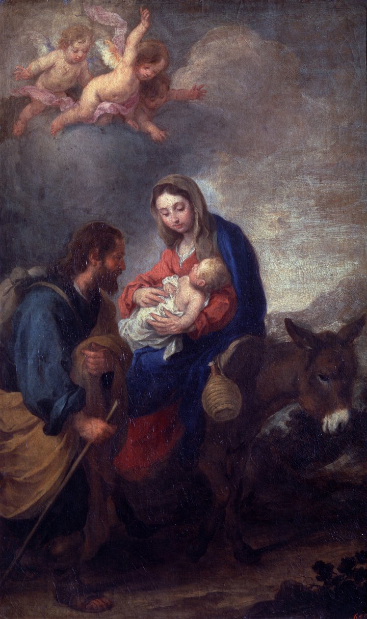 Spoczywaj w locie do Egiptu (olej na płótnie) autorstwa Bartolomé Esteban Murillo