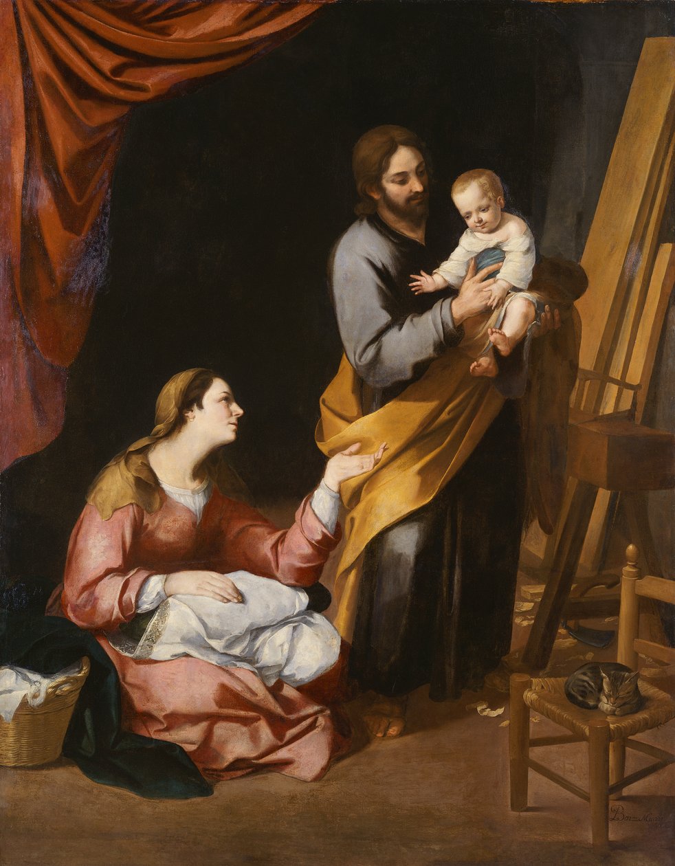 Święta Rodzina w Stolarni (olej na płótnie) autorstwa Bartolomé Esteban Murillo