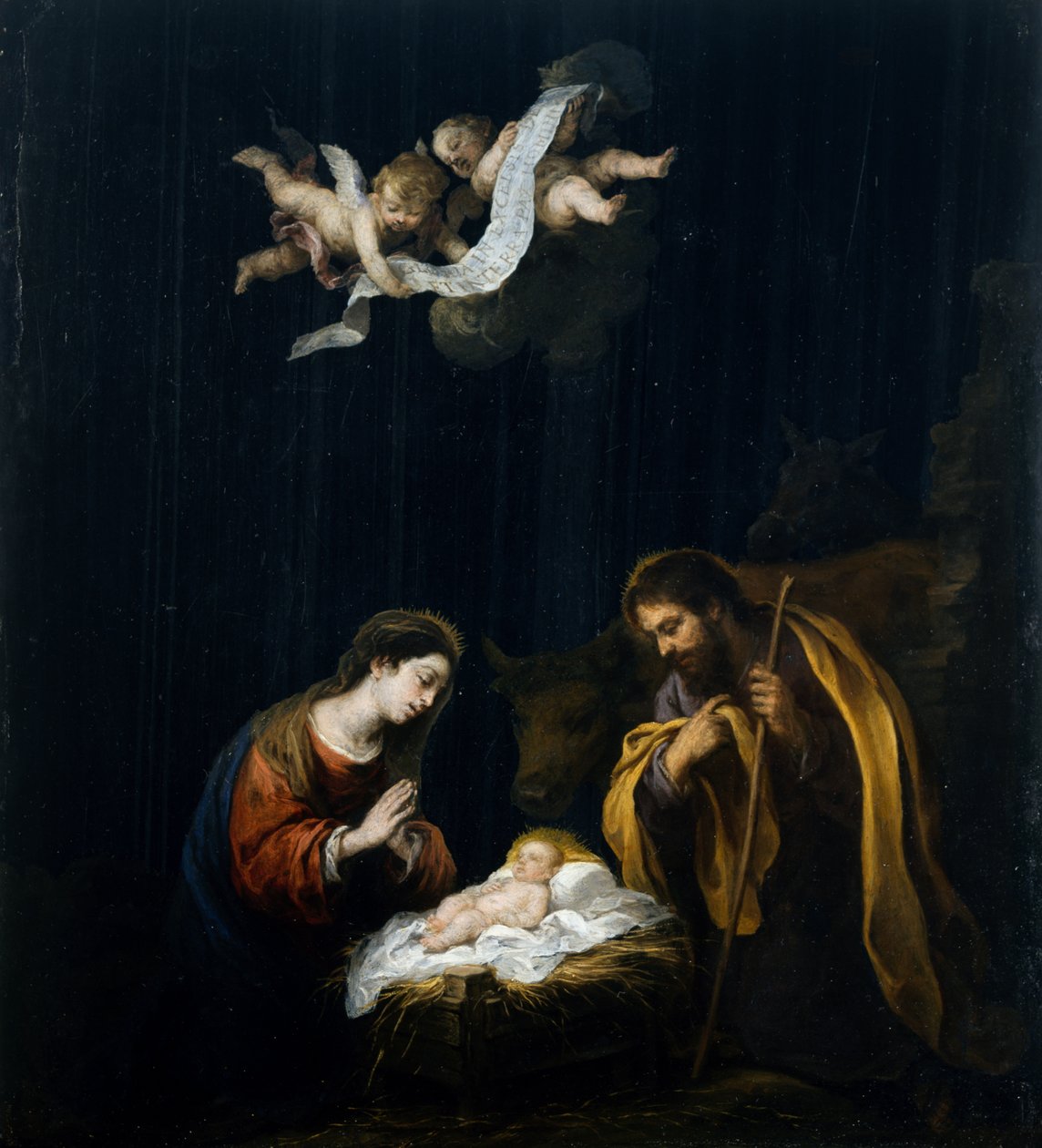 Narodzenia, ok. 1665-70 (olej na obsydianie) autorstwa Bartolomé Esteban Murillo
