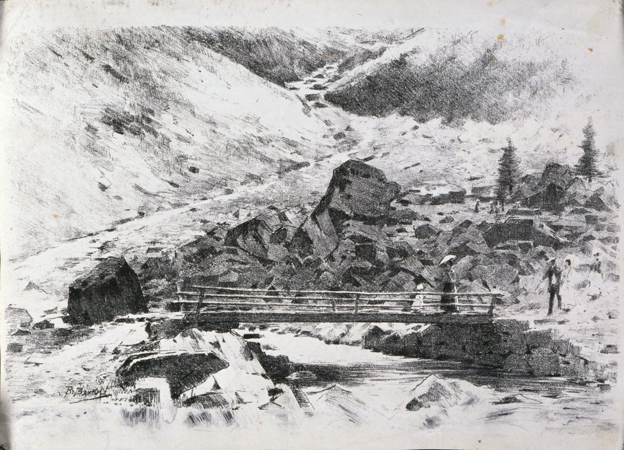 Most nad strumieniem Alta Montagnan autorstwa Bartolomeo Bezzi