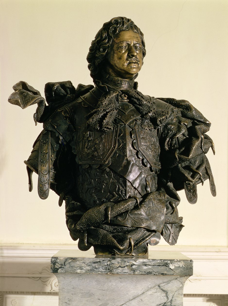 Popiersie portretowe Piotra I (1672-1725), 1723-29 (brąz) autorstwa Bartolomeo Carlo, conte Rastrelli