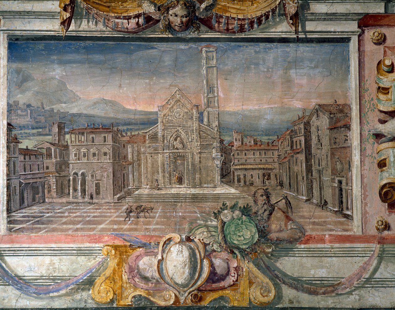 Sypialnia, detal fryzu przedstawiającego miasta pod panowaniem Medyceuszy, prawdopodobnie Lukka, fresk z lat 1564-75 autorstwa Bartolomeo Ammannati