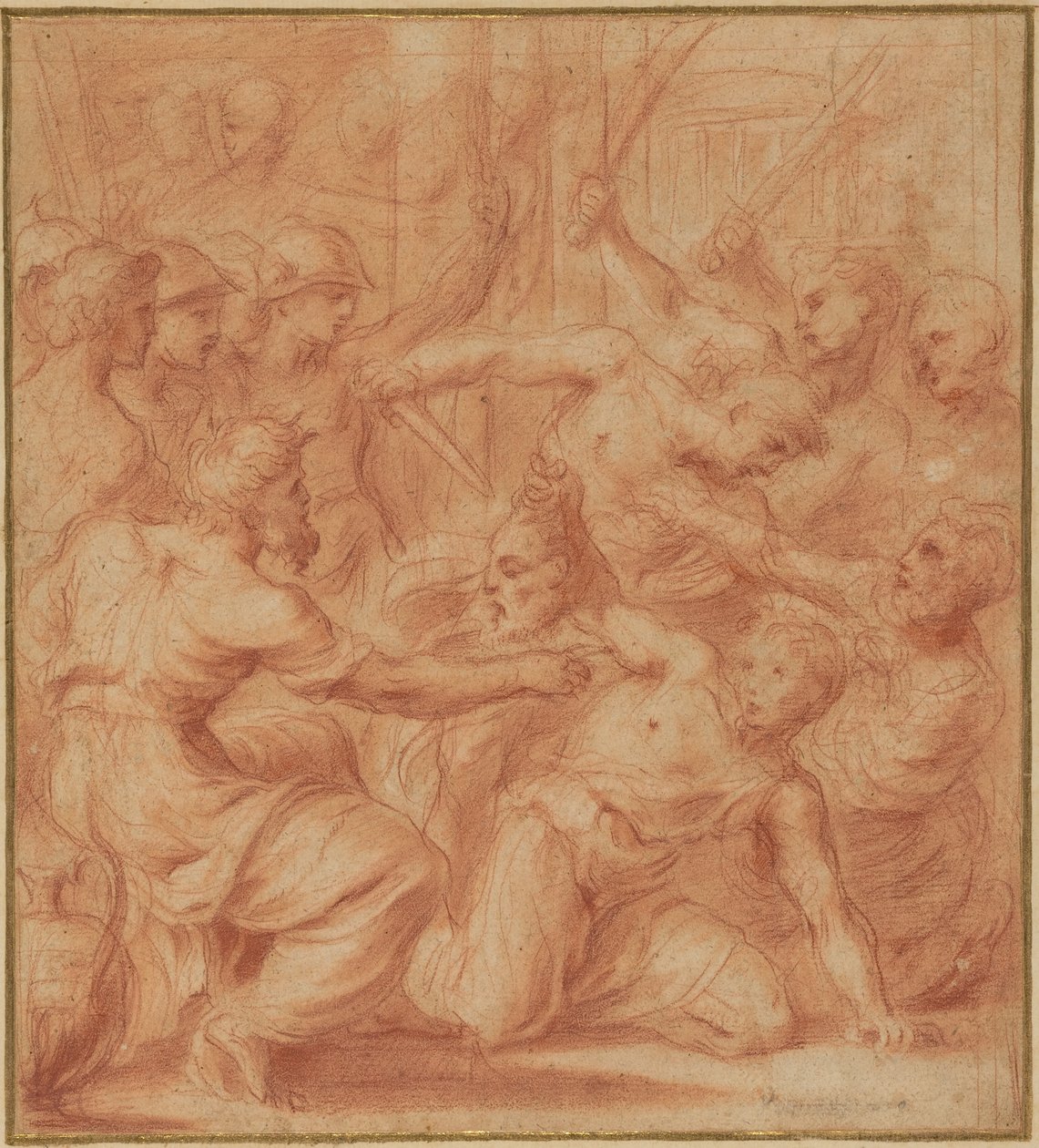 David bietet König Saul den Kopf Goliaths an autorstwa Bartolomeo Biscaino