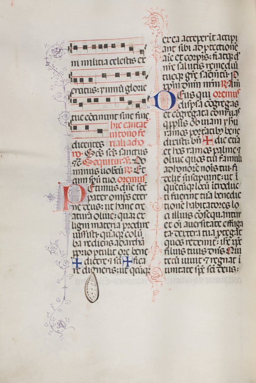 Mszał: Fl. 112v: zawiera muzykę w ramach liturgii Niedzieli Palmowej, 1469. autorstwa Bartolomeo Caporali