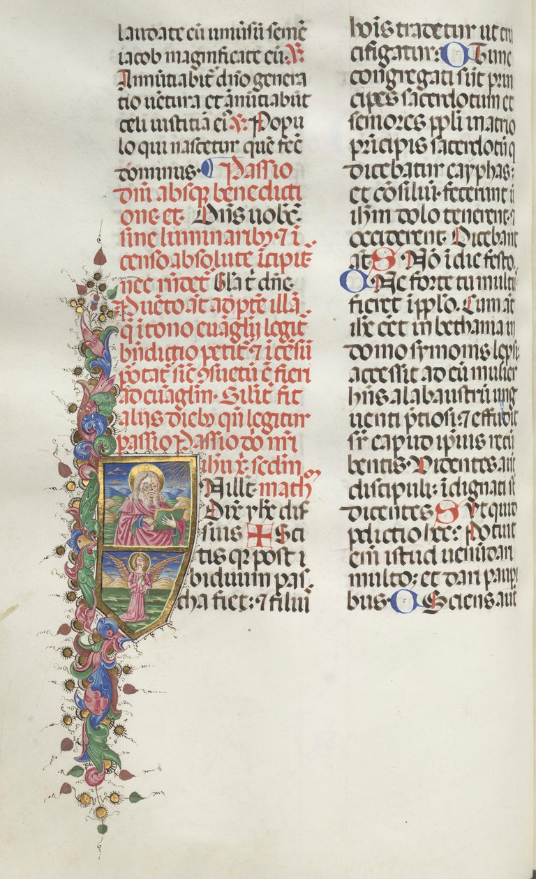 Mszał: Fl. 116: Św. Mateusz z Aniołem, 1469. autorstwa Bartolomeo Caporali