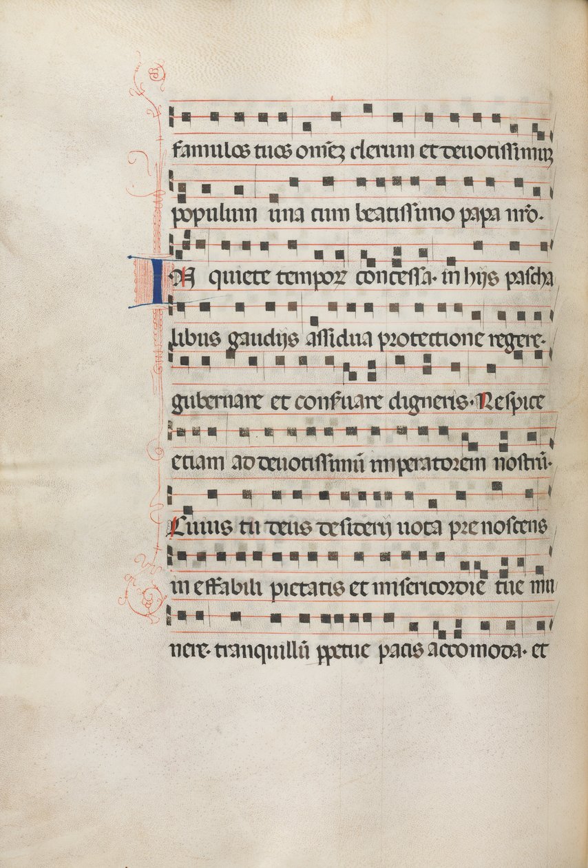 Mszał: Fl. 157v: Muzyka dla Exultet, 1469 autorstwa Bartolomeo Caporali