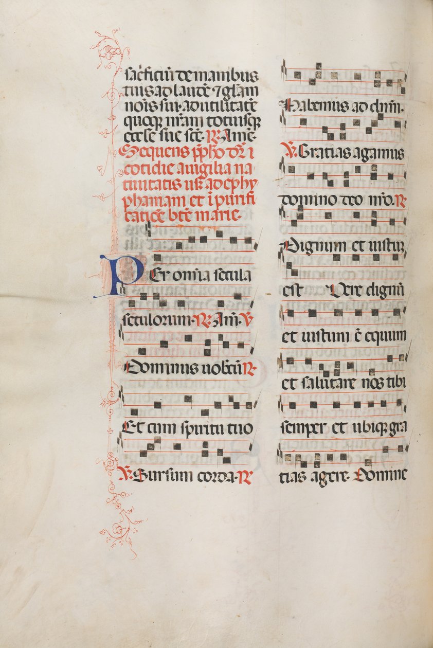 Mszał: Fl. 176v: Muzyka do różnych modlitw zwyczajnych, 1469. autorstwa Bartolomeo Caporali