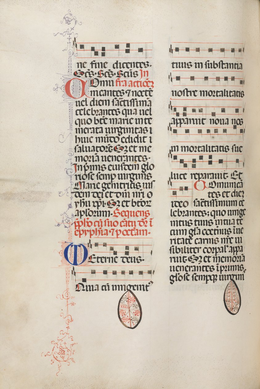 Mszał: Fl. 177v: Muzyka do różnych modlitw zwyczajnych, 1469. autorstwa Bartolomeo Caporali