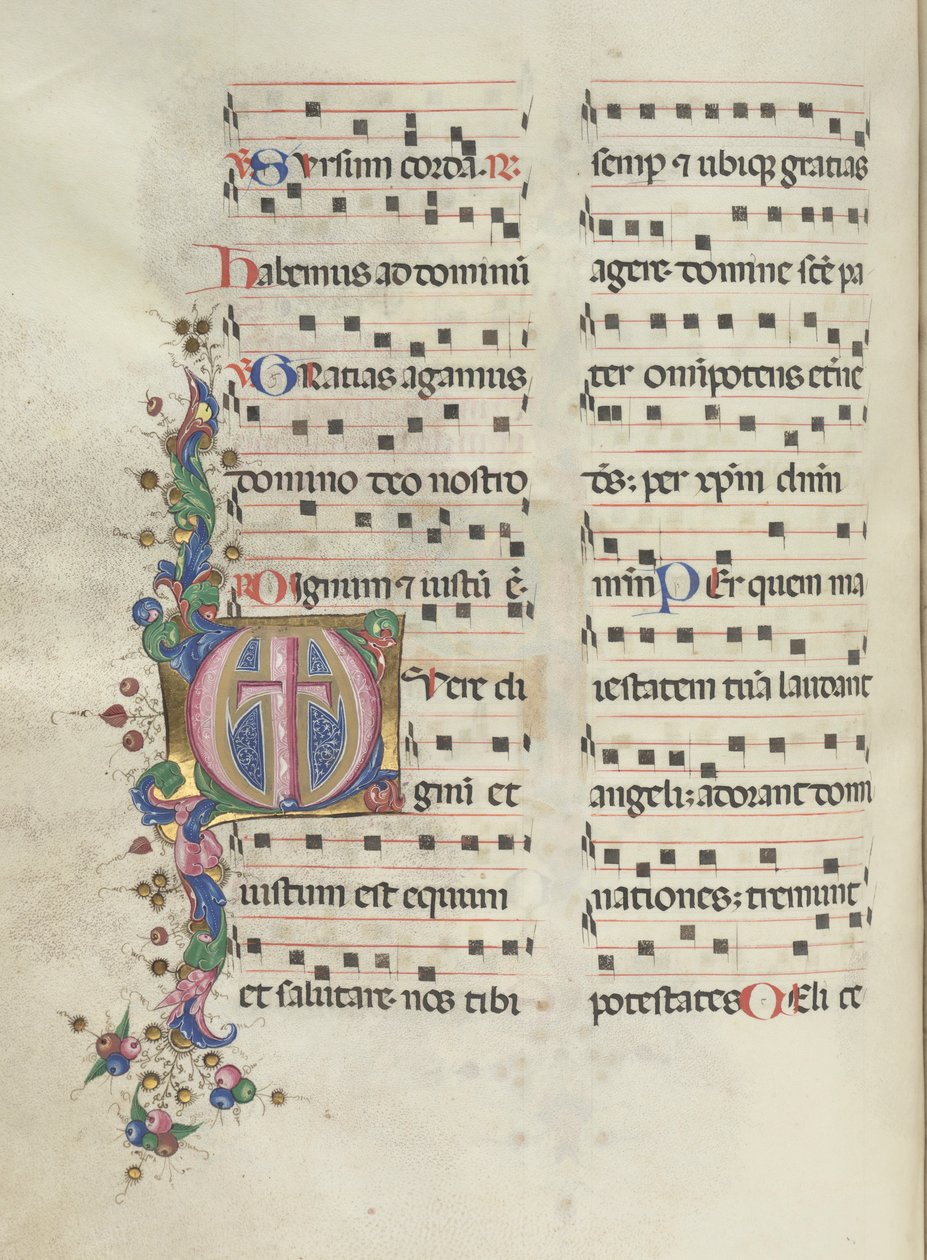 Mszał: Fl. 183v: Krzyż, Liście, 1469. autorstwa Bartolomeo Caporali
