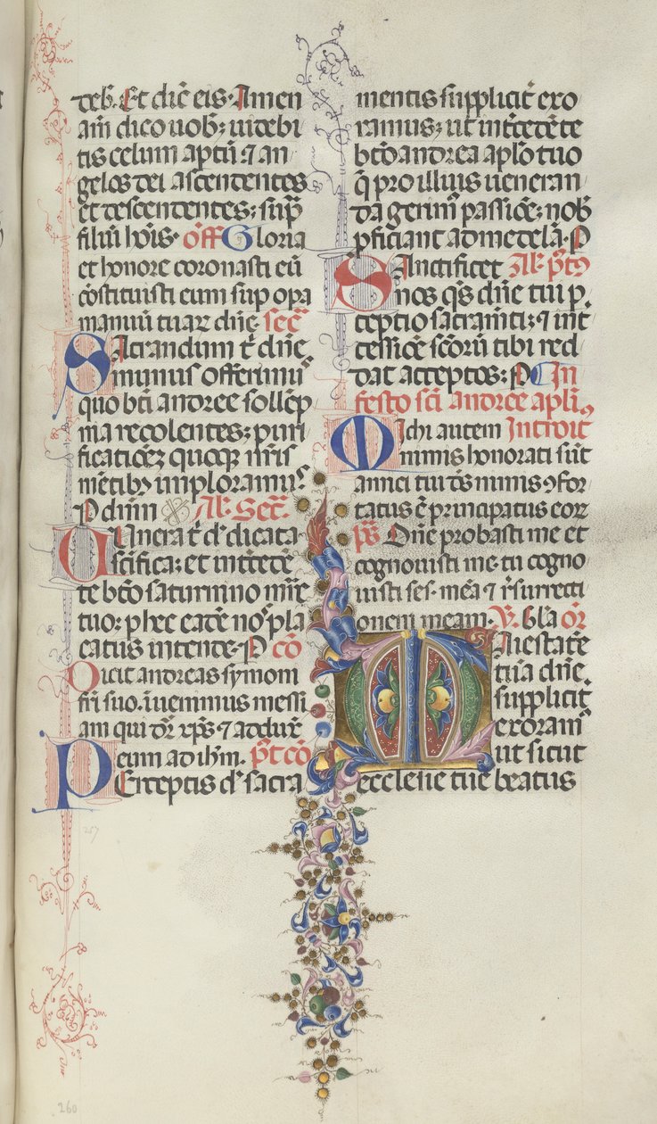 Mszał: Fl. 260: Liście z owocami, 1469. autorstwa Bartolomeo Caporali