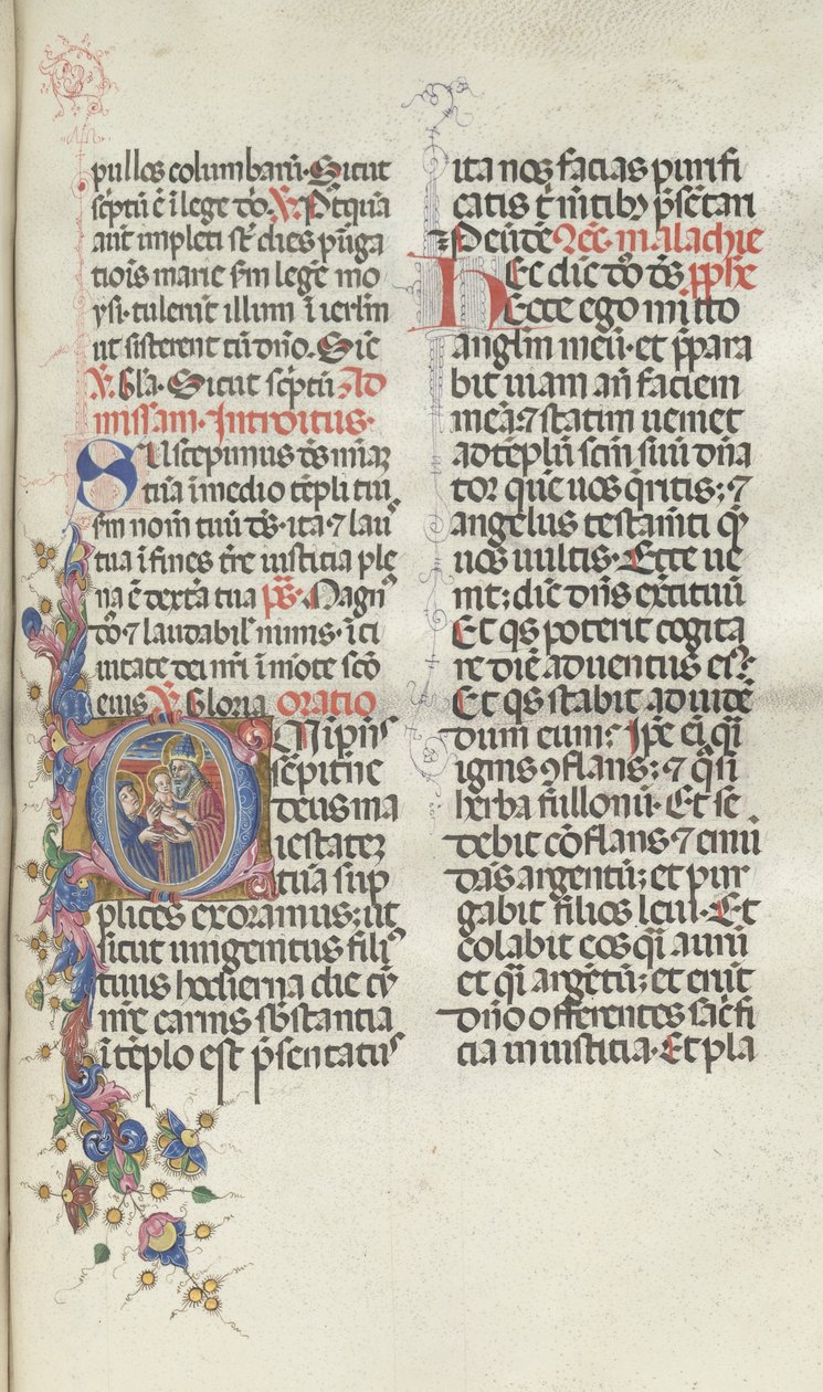 Mszał: Fl. 270: Ofiarowanie Chrystusa Symeonowi, 1469. autorstwa Bartolomeo Caporali