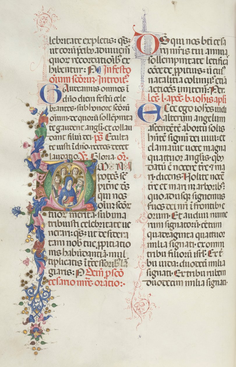 Mszał: Fl. 322v: Dziewica wśród apostołów i świętych, 1469. autorstwa Bartolomeo Caporali