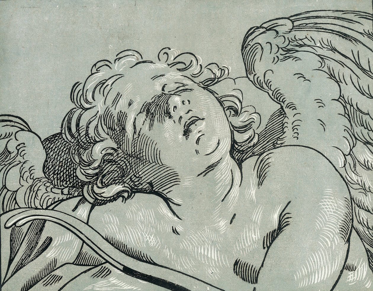Śpiący amorek, 1630-45. autorstwa Bartolomeo Coriolano