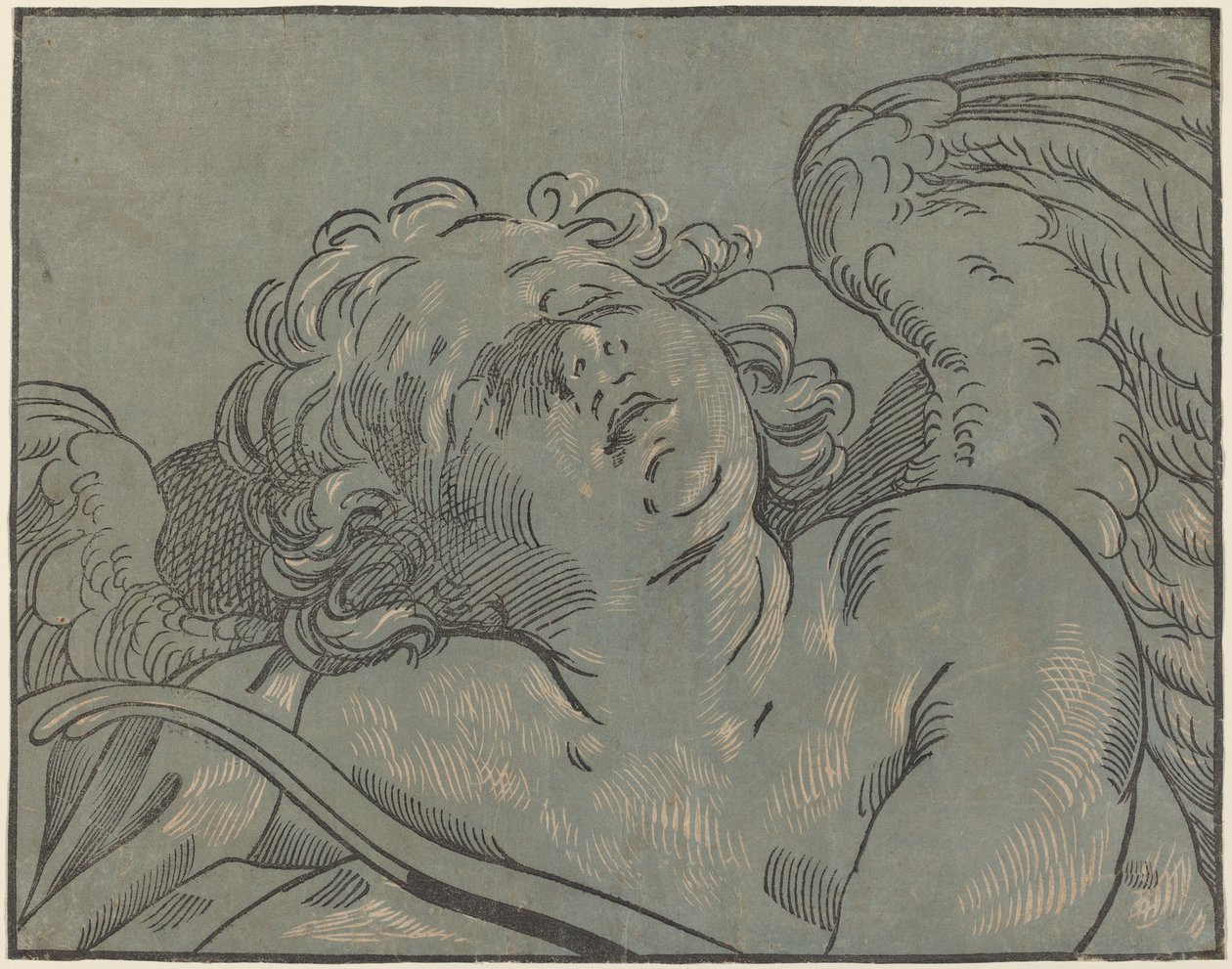 Amorek śpi autorstwa Bartolomeo Coriolano after Guido Reni