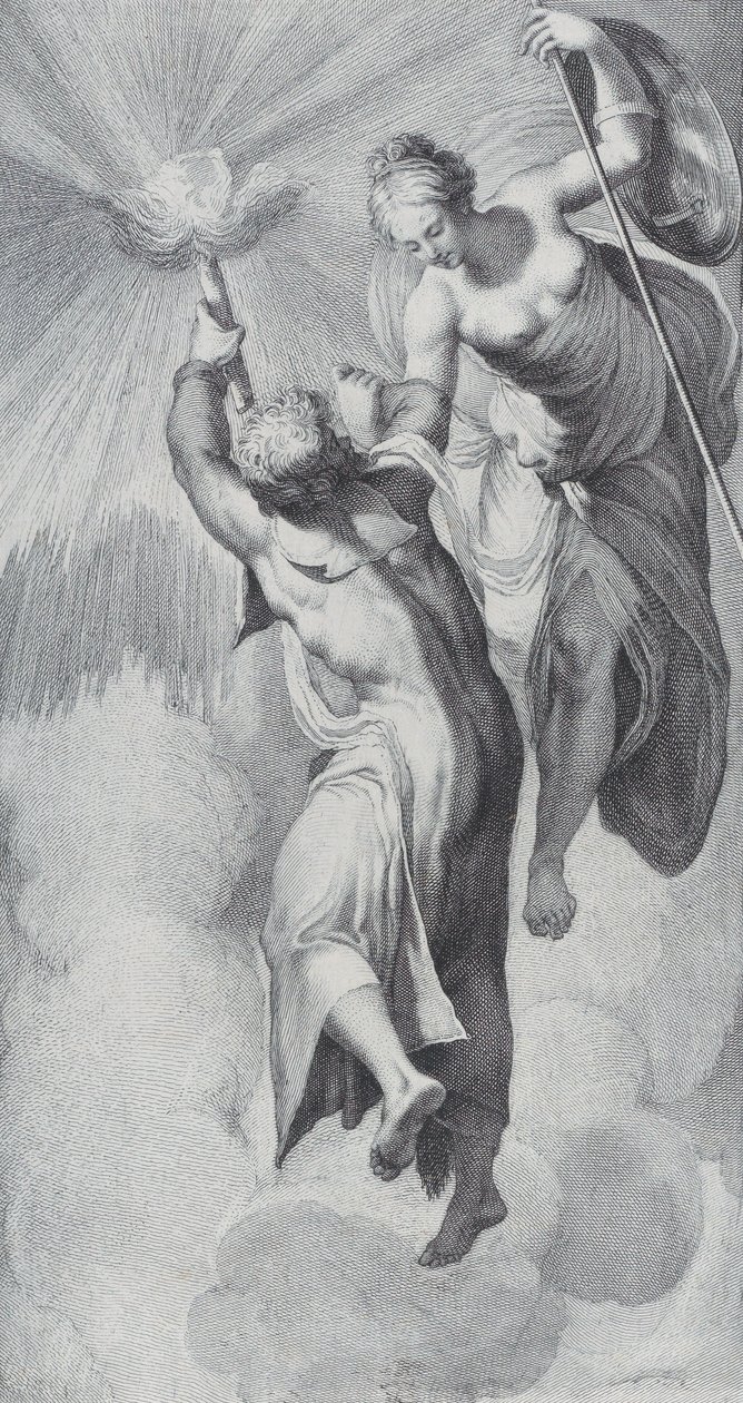 Minerwa asystująca Prometeuszowi w próbie wspięcia się na niebiosa, 1756. Twórcy: Bartolomeo Crivellari, Gabriel Söderling. autorstwa Bartolomeo Crivellari, Gabriel Söderling