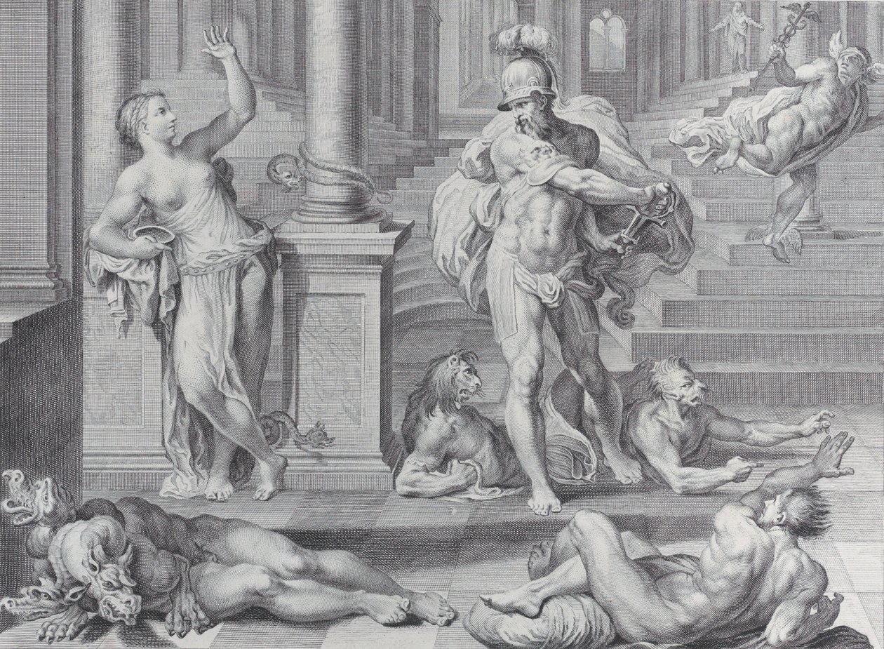 Płyta 10: Ulisses zmusza Kirke do przywrócenia ludzkich kształtów jego towarzyszom, które miała ..., 1756 autorstwa Bartolomeo Crivellari