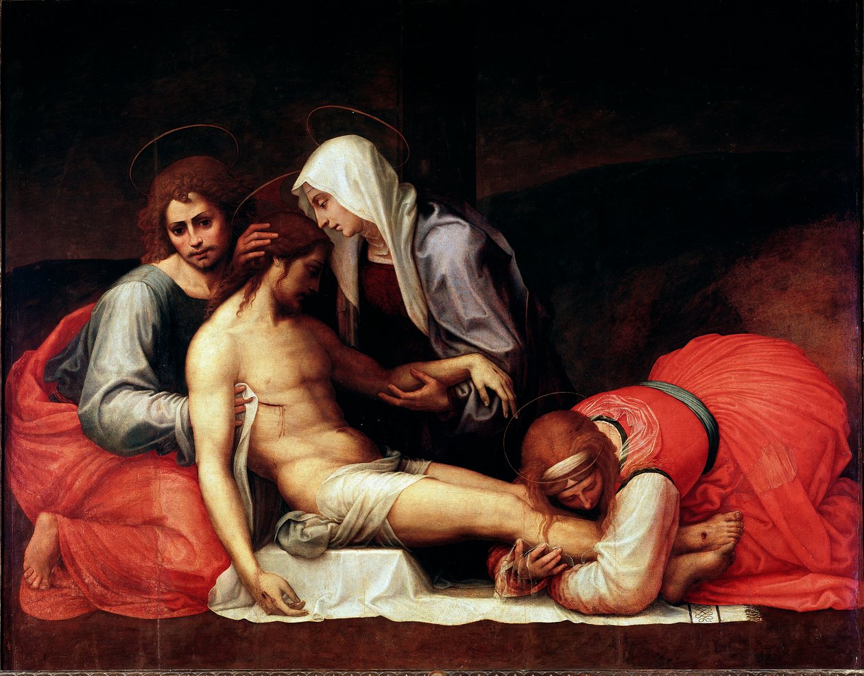 Osadzanie Obraz Bartolomeo della Porta dit Fra Bartolomeo (1472-1517) Wymiary 158x199 cm Florencja, Palazzo Pitti, Galleria Palatina - Osadzanie, autorstwa Bartolomeo della Porta a.k.a. Fra Bartolomeo (1472-1517). Olej na drewnie autorstwa Bartolomeo Fra