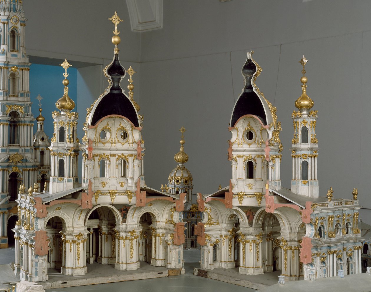 Projekt klasztoru Matki Boskiej Zmartwychwstania (Smolny) w Petersburgu (Petersburg) autorstwa Bartolomeo Franceso Rastrelli