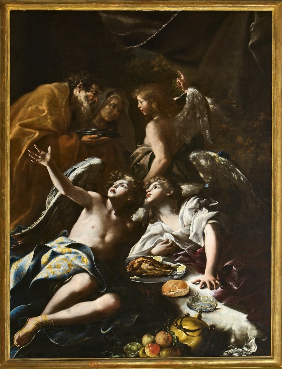 Abraham żyje pod trzema aniołami, ok. 1694 (olej na płótnie) autorstwa Bartolomeo Guidobono