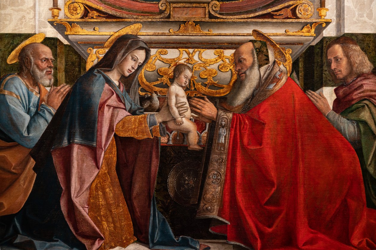 Ofiarowanie Jezusa w świątyni, fragment autorstwa Bartolomeo Montagna