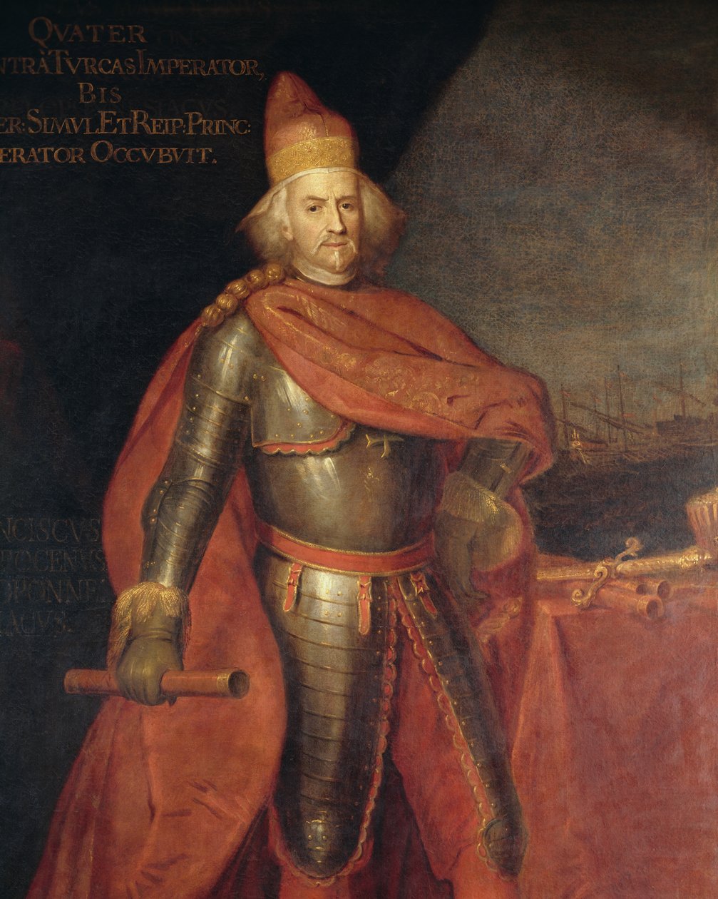 Portret doży Francesco Morosiniego (1619-1694), znanego jako Peloponez, obraz Bartolomeo Nazzari (1699-1758), detal autorstwa Bartolomeo Nazzari