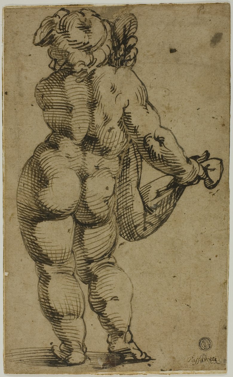 Stojący Putto widziany z tyłu autorstwa Bartolomeo Passarotti