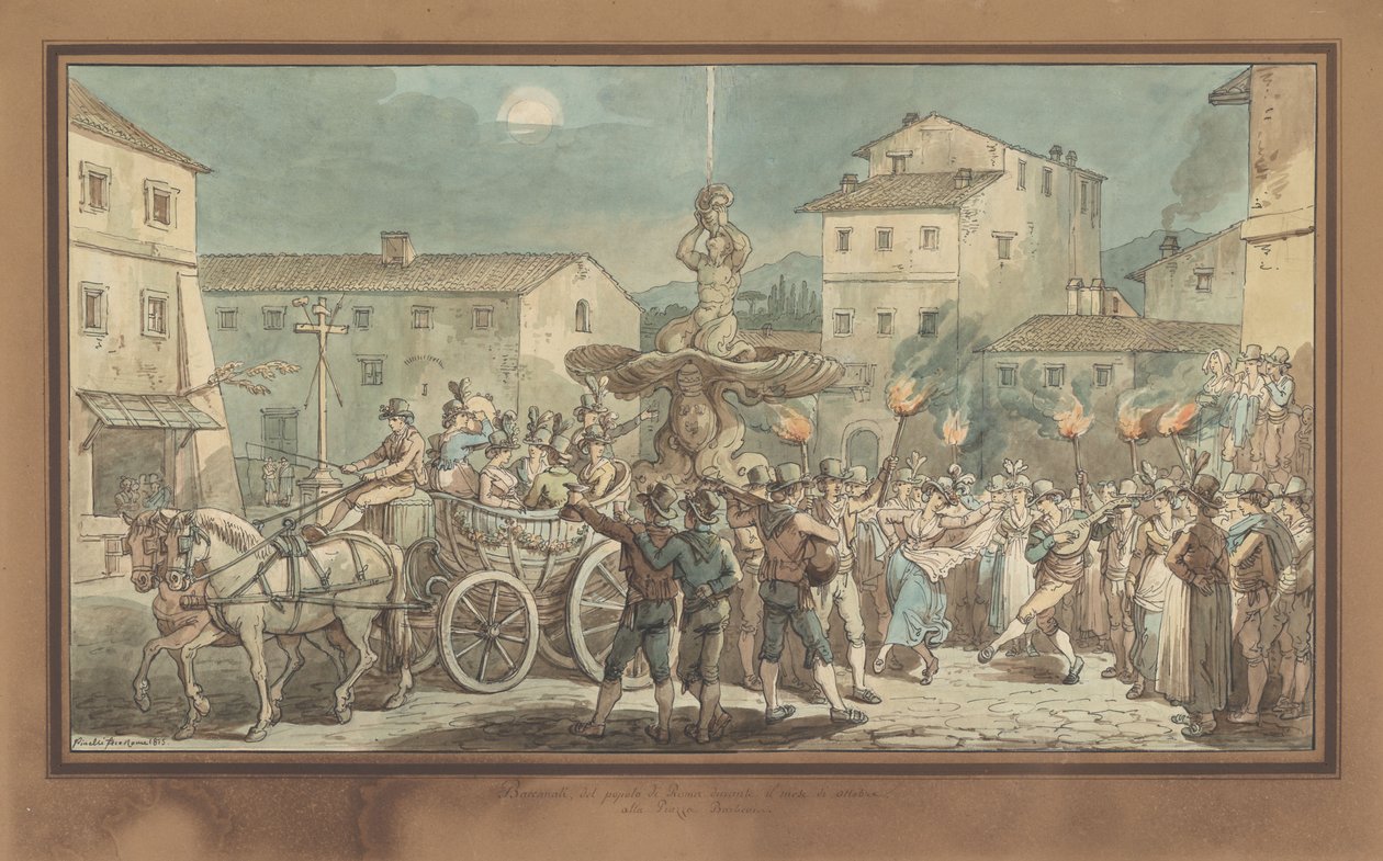 Fontanna Trytona Berniniego, ilustracja do Rzymskich strojów i obyczajów autorstwa Bartolomeo Pinelli
