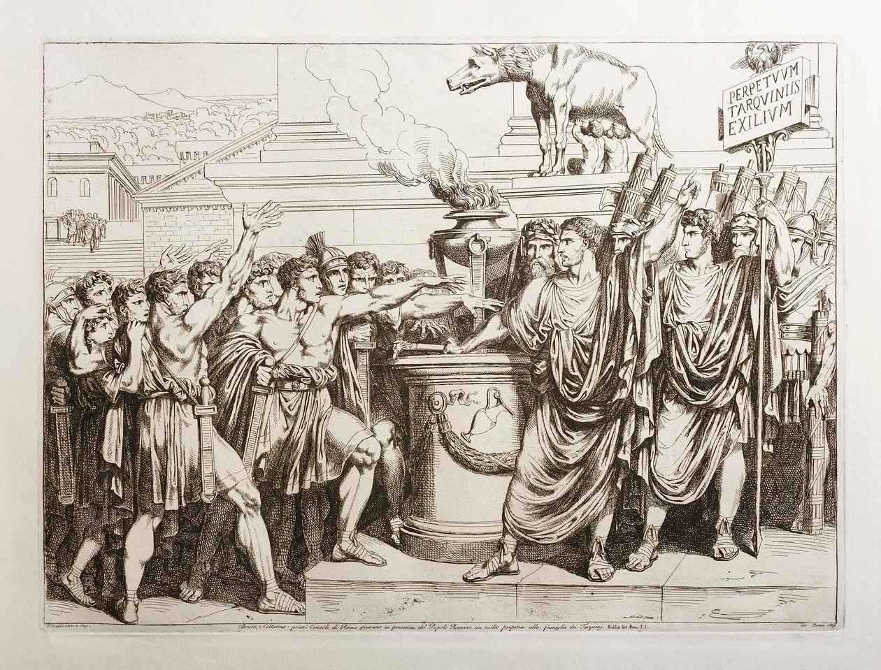 Brutus i Kollatin przysięgają wygnać Tarquinów autorstwa Bartolomeo Pinelli
