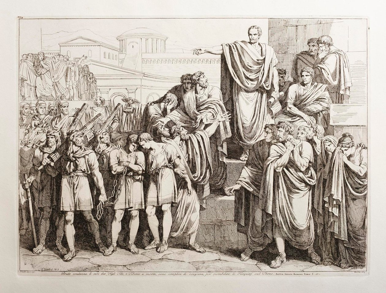 Brutus skazuje swoich dwóch synów, Tytusa i Tyberiusza, na śmierć autorstwa Bartolomeo Pinelli