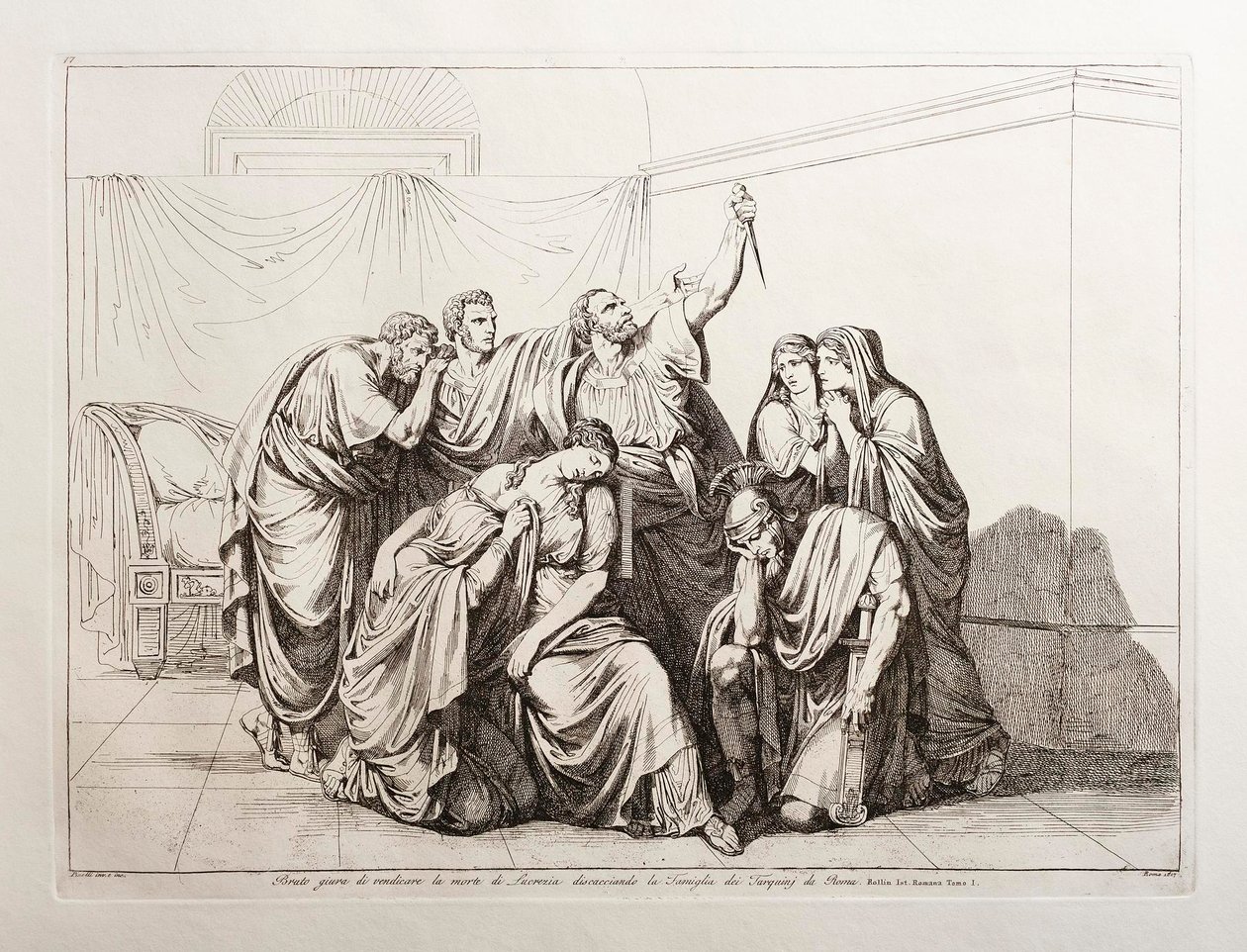 Brutus przysięga pomścić śmierć Lukrecji i wygania ród Tarkwiniuszów z Rzymu autorstwa Bartolomeo Pinelli