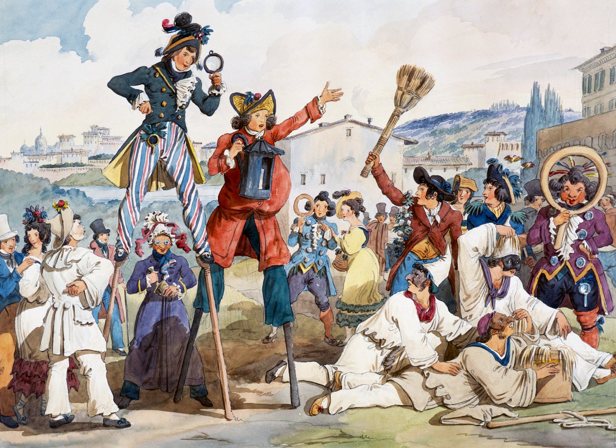 Karnawał w Rzymie, Bartolomeo Pinelli (1781-1835), Włochy autorstwa Bartolomeo Pinelli