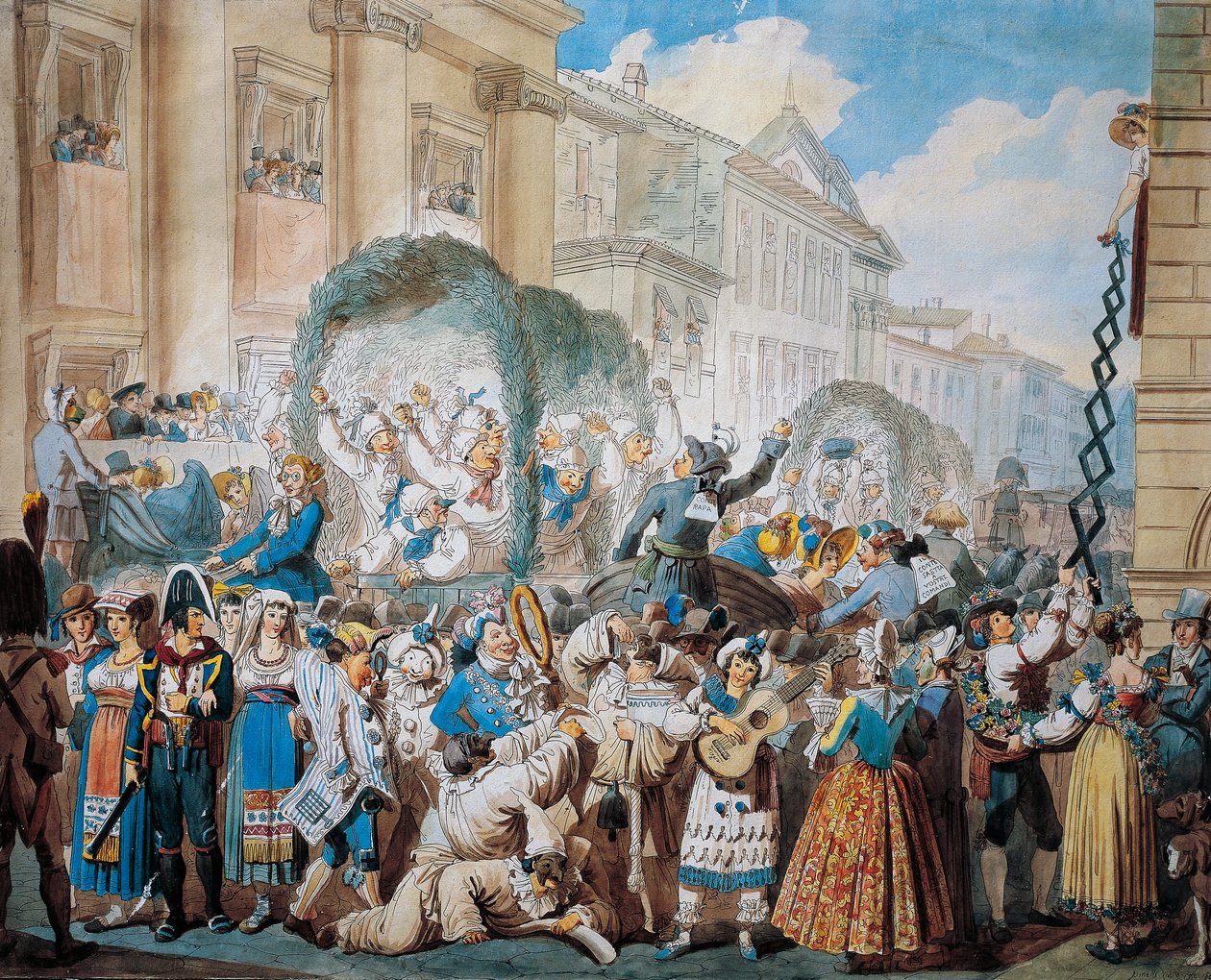 Scena rycerska w San Carlo al Corso w Rzymie, Bartolomeo Pinelli (1781-1835) autorstwa Bartolomeo Pinelli