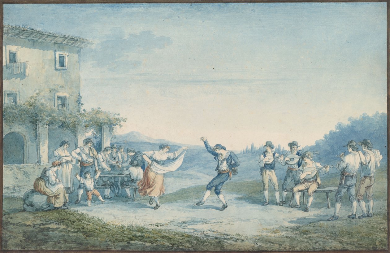 Taniec Ramano, ilustracja do Rzymskich strojów i obyczajów autorstwa Bartolomeo Pinelli